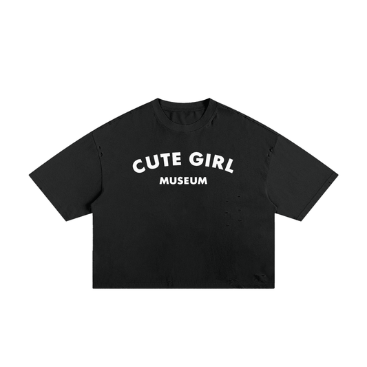 CGM Cute Girl Arch Frayed Boxy Tee