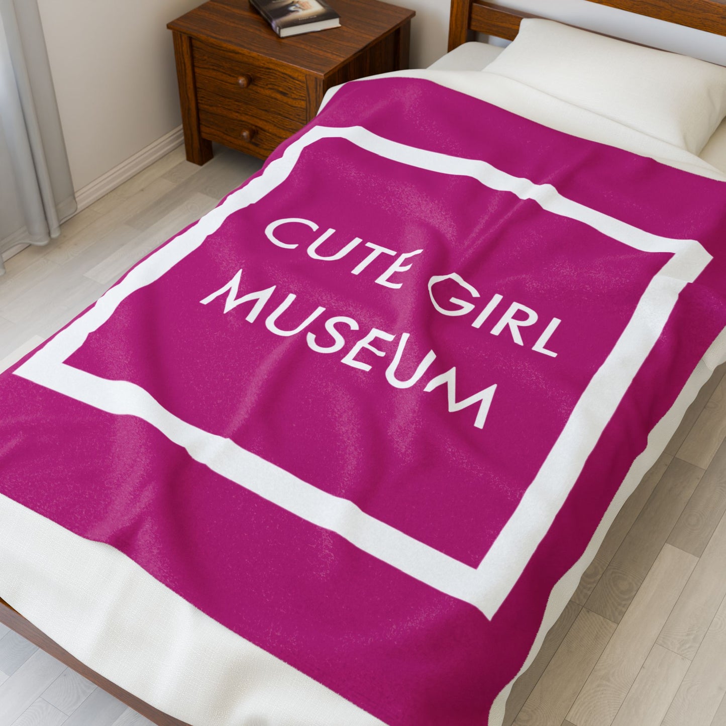 CGM Cute Girl Box Logo Pink Velveteen Plush Blanket
