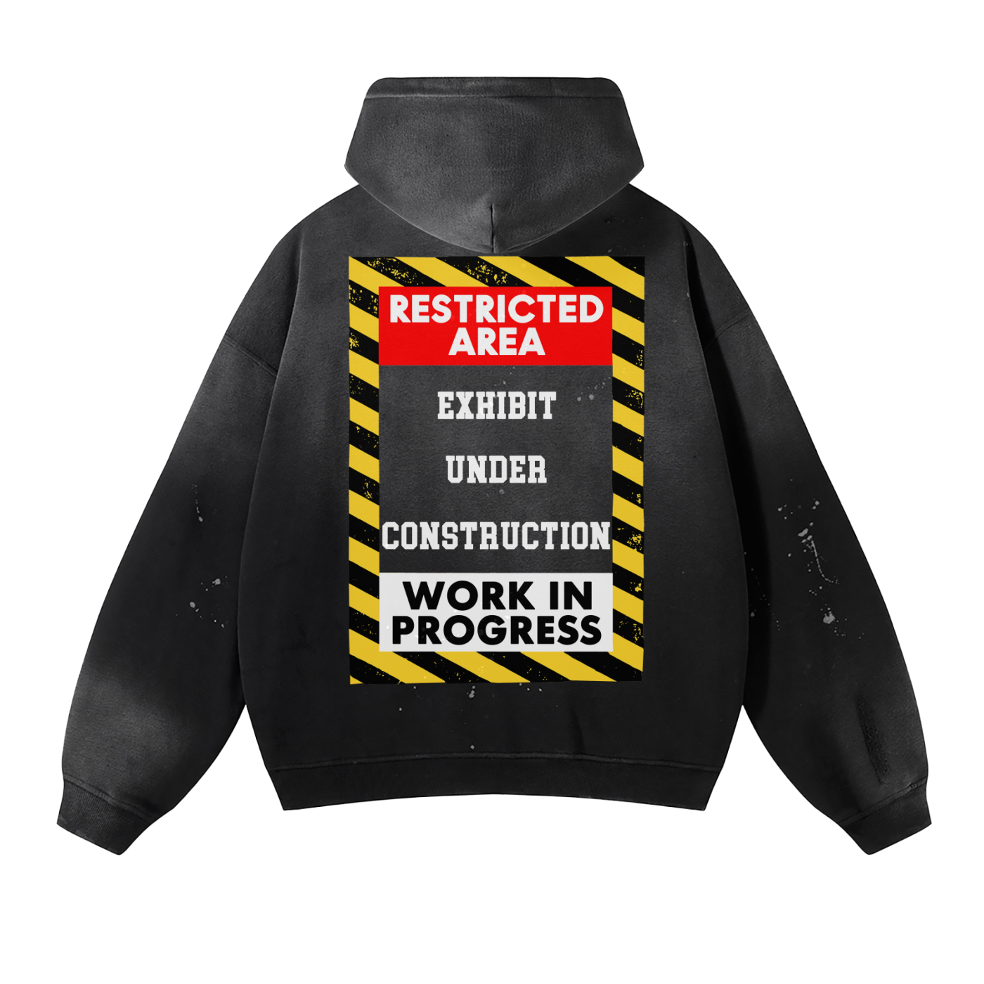 CGM Under Construction Museum Logo Vintage Wash Frayed Fleece Hoodie