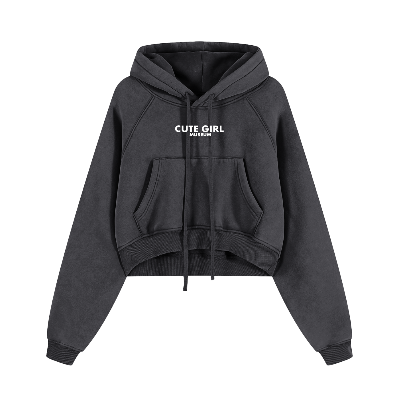 CGM Cute Girl Mini Logo Snow Washed Cropped Hoodie