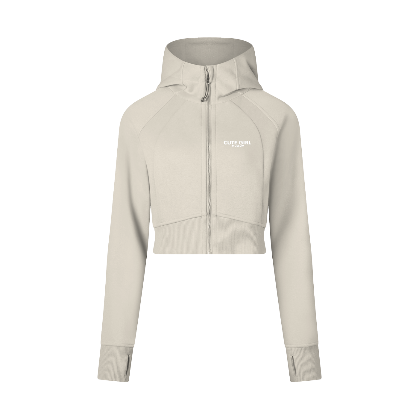 CGM Cute Girl Logo Cropped Zip-Through Hoodie