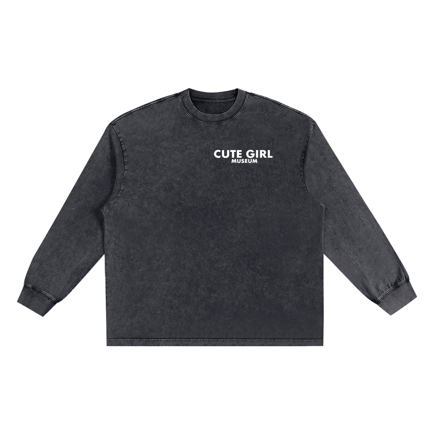 CGM Left Chest Logo Snow Washed Oversize Long Sleeve Tee