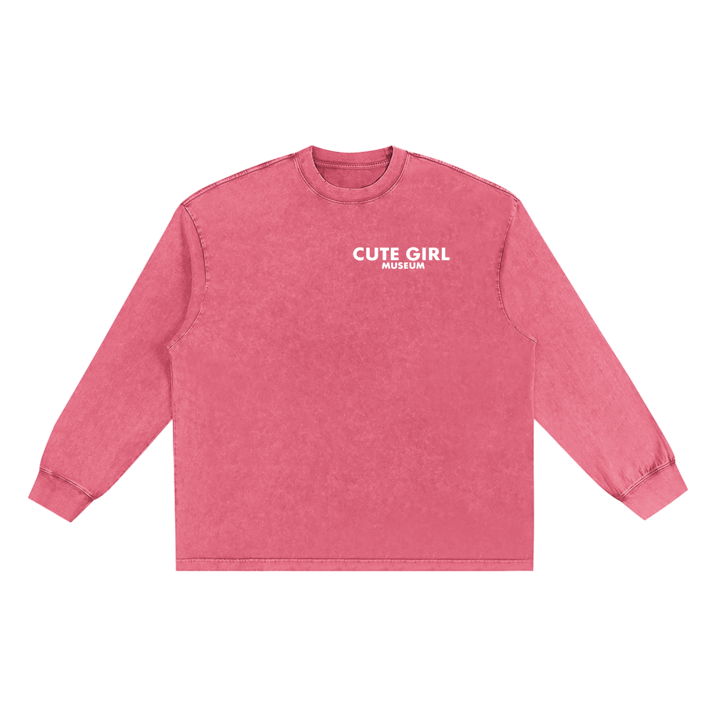 CGM Left Chest Logo Snow Washed Oversize Long Sleeve Tee