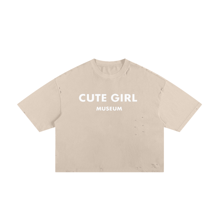 CGM Cute Girl Logo Frayed Boxy Tee