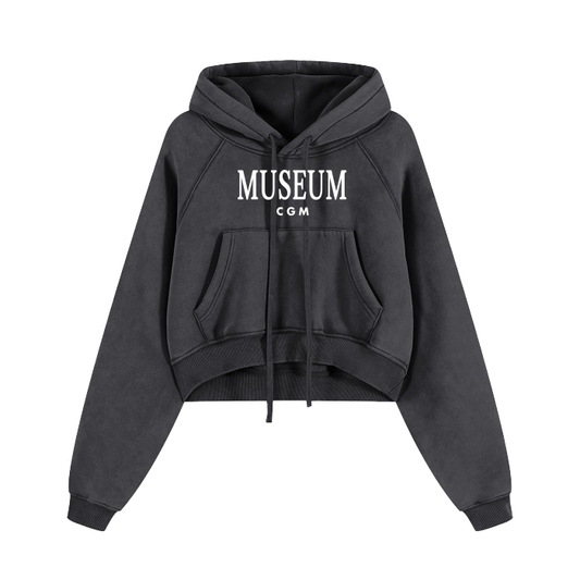 CGM Museum Logo Snow Washed Cropped Hoodie