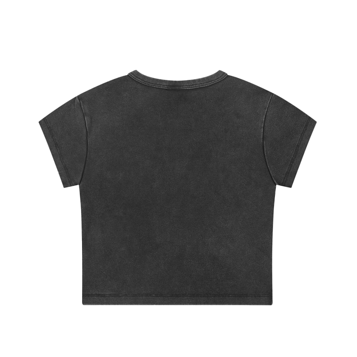 CGM M Varsity Letter Patch Snow Washed Crop Tee