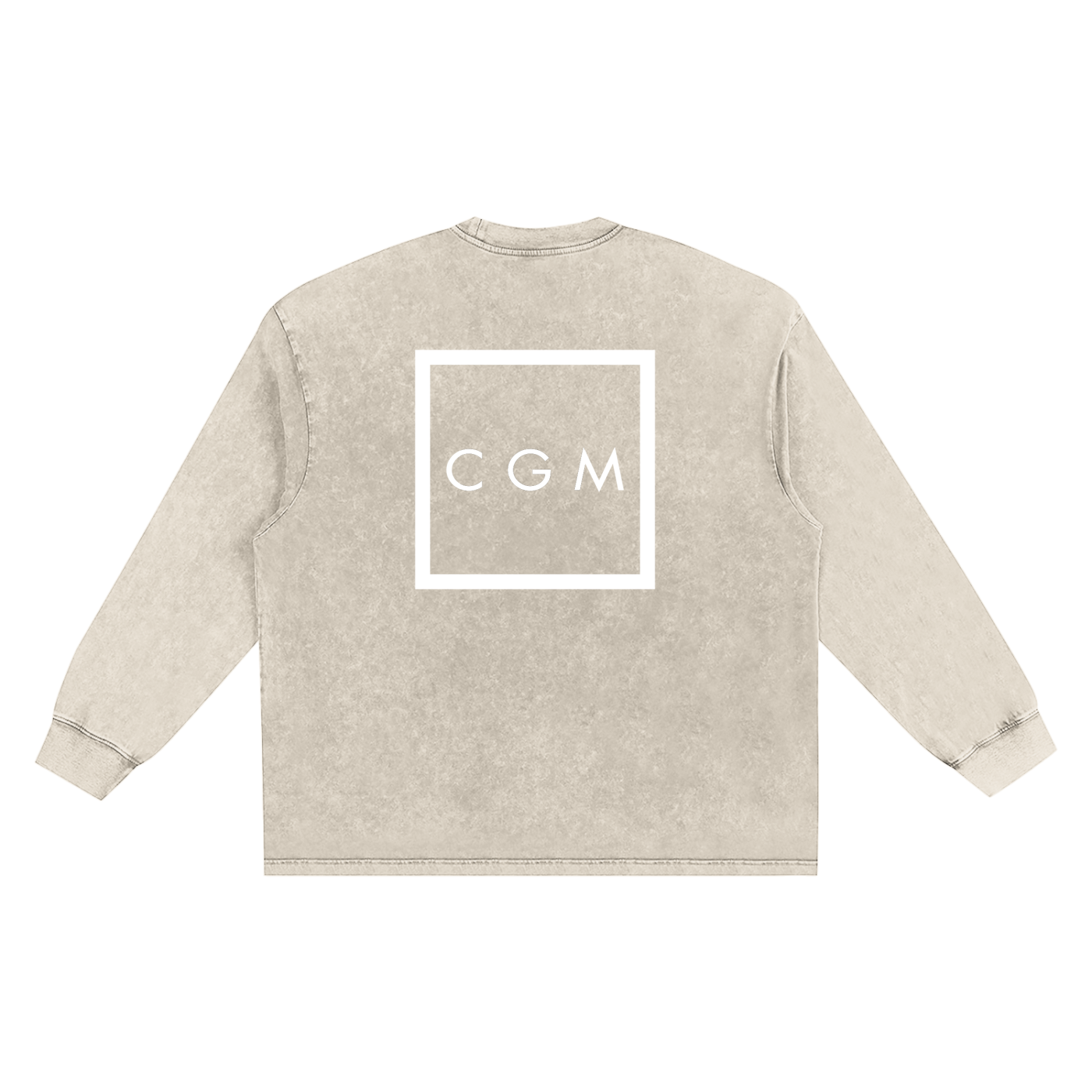CGM Left Chest Logo Snow Washed Oversize Long Sleeve Tee