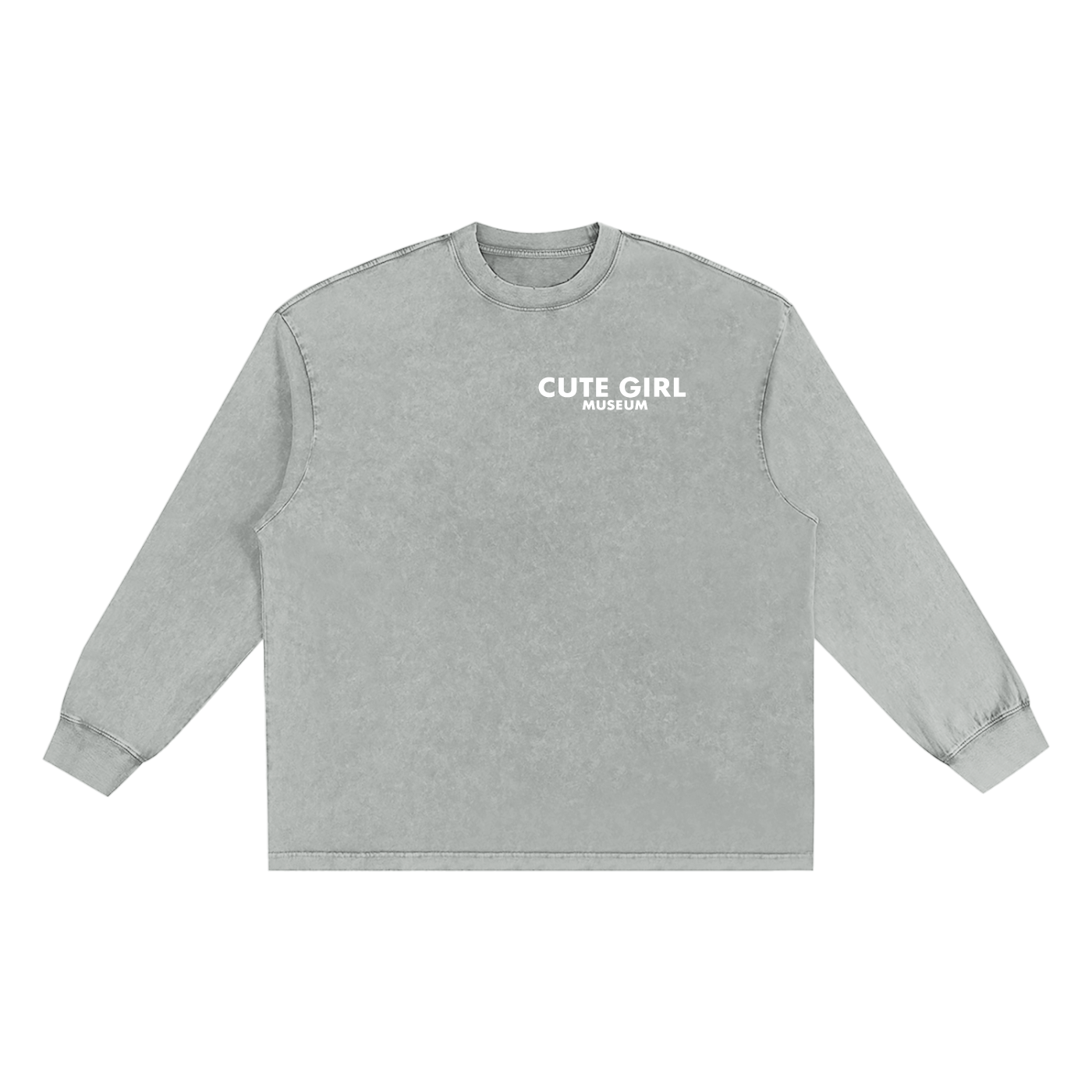 CGM Left Chest Logo Snow Washed Oversize Long Sleeve Tee