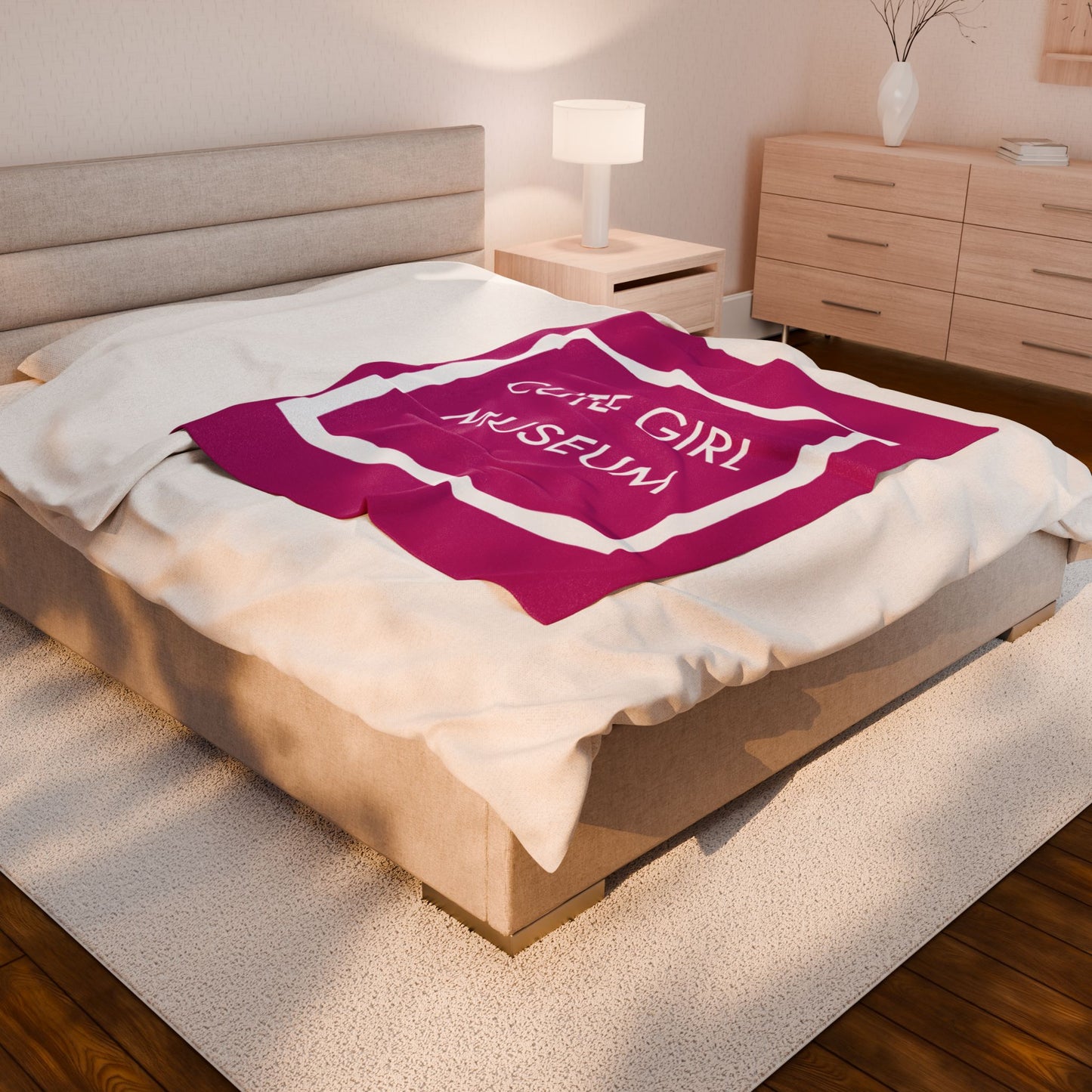 CGM Cute Girl Box Logo Pink Velveteen Plush Blanket