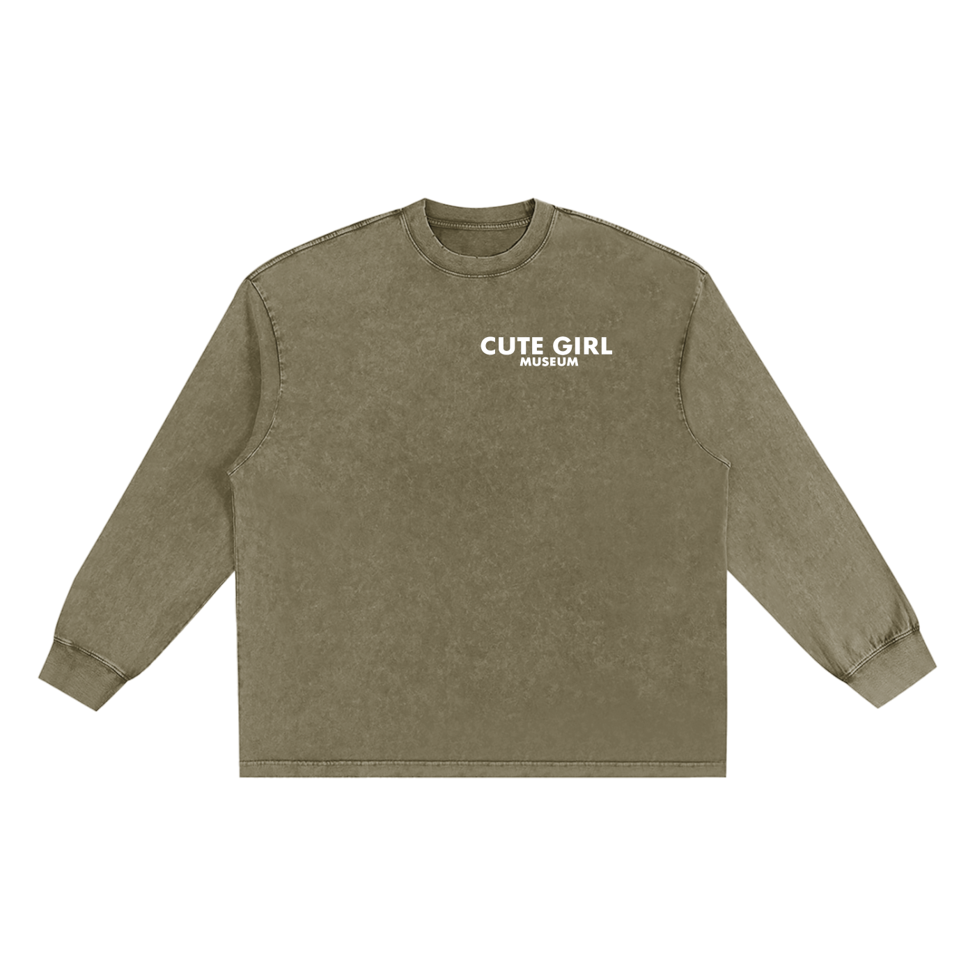 CGM Left Chest Logo Snow Washed Oversize Long Sleeve Tee