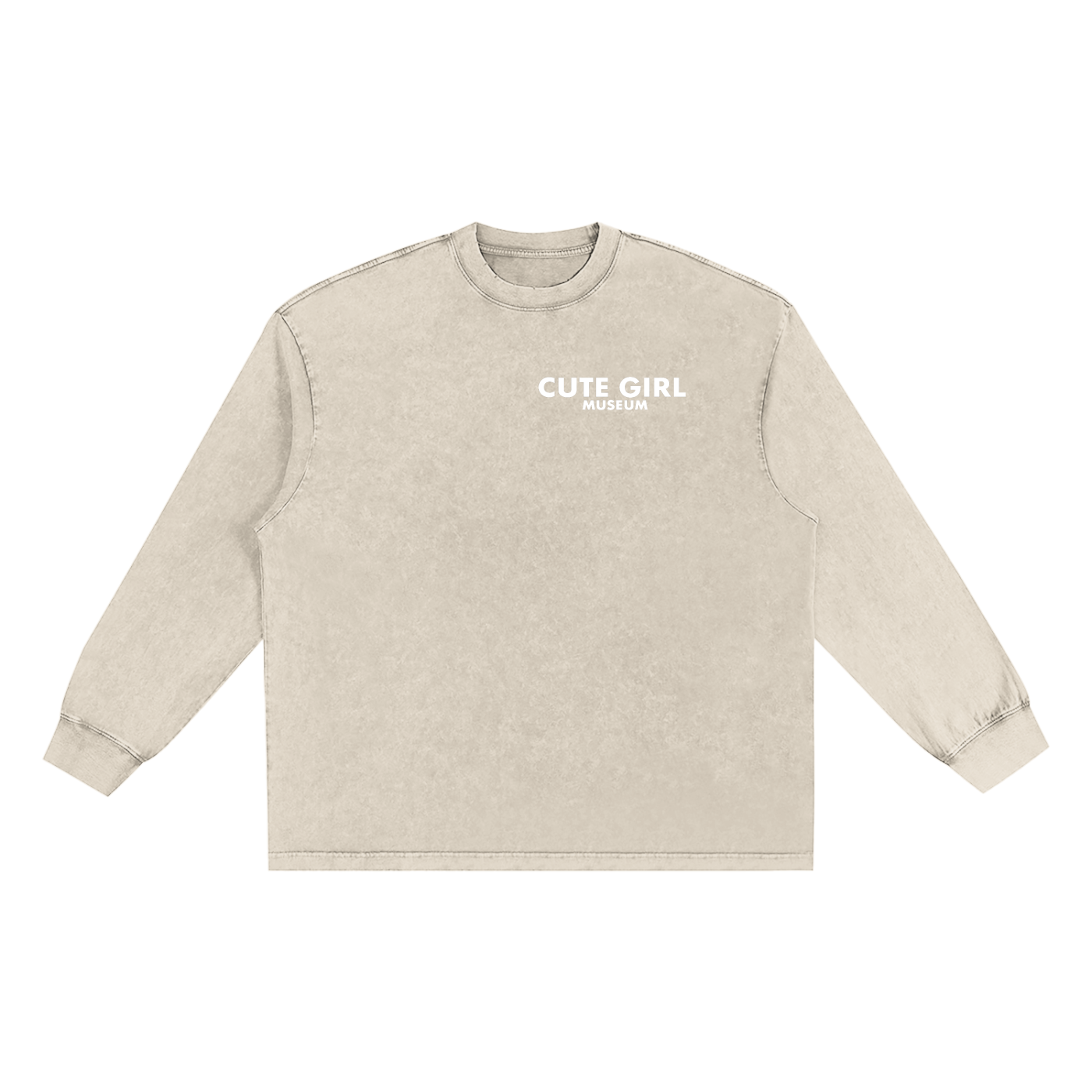 CGM Left Chest Logo Snow Washed Oversize Long Sleeve Tee