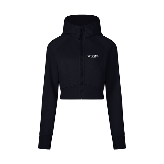 CGM Cute Girl Logo Cropped Zip-Through Hoodie