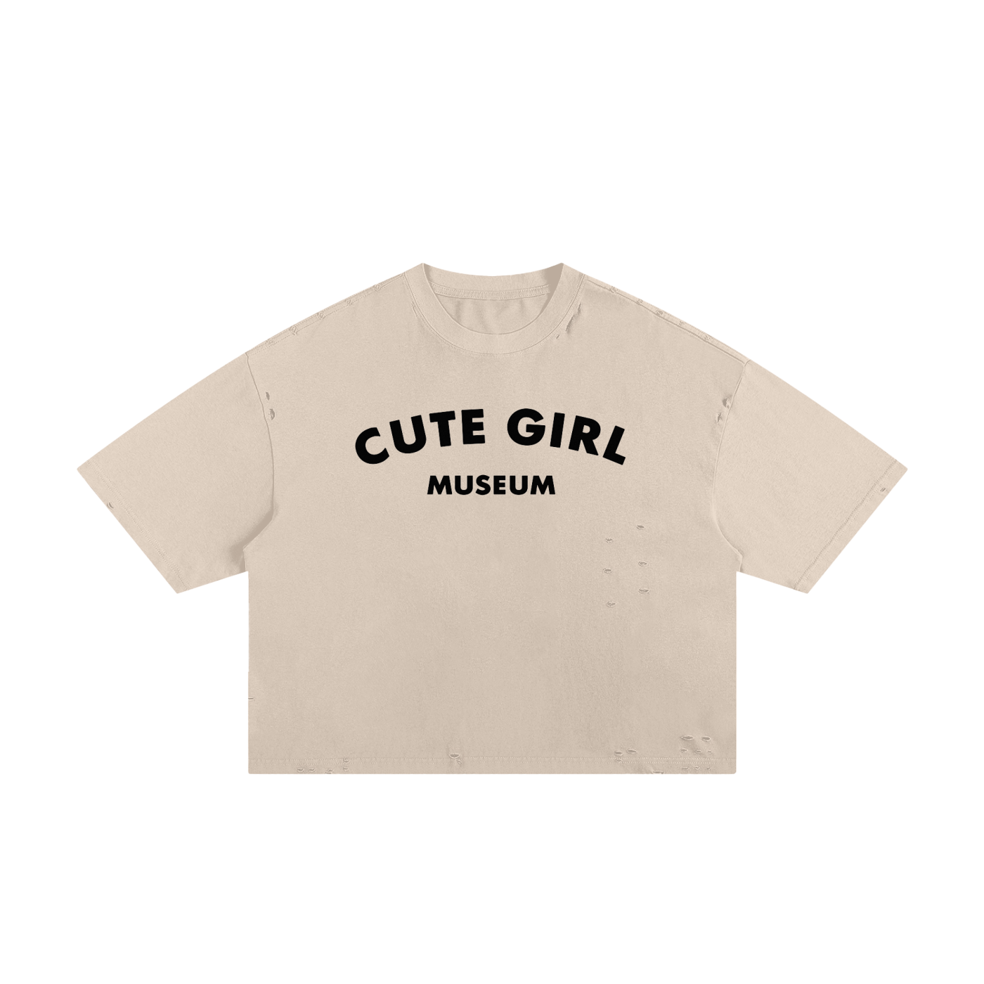 CGM Cute Girl Arch Frayed Boxy Tee White
