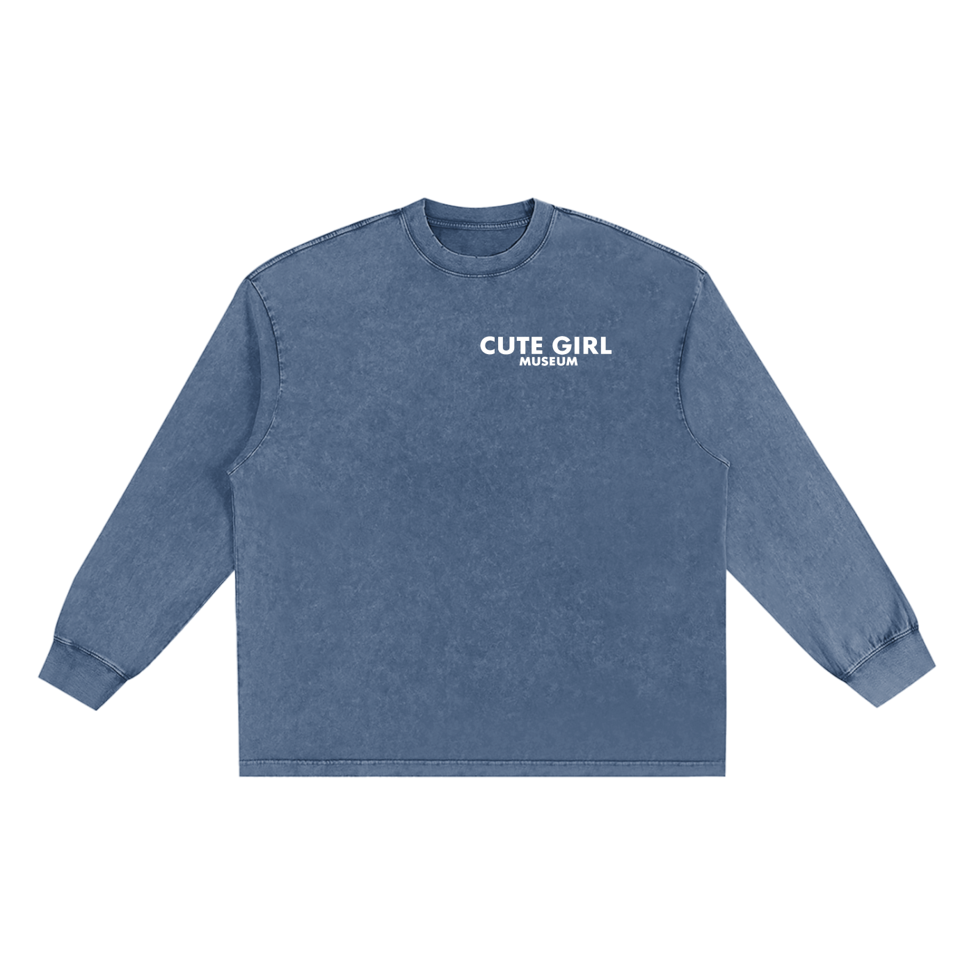 CGM Left Chest Logo Snow Washed Oversize Long Sleeve Tee