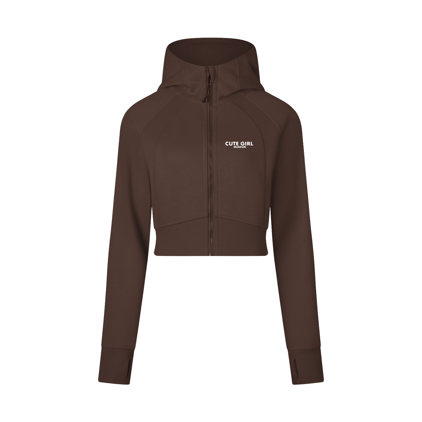 CGM Cute Girl Logo Cropped Zip-Through Hoodie