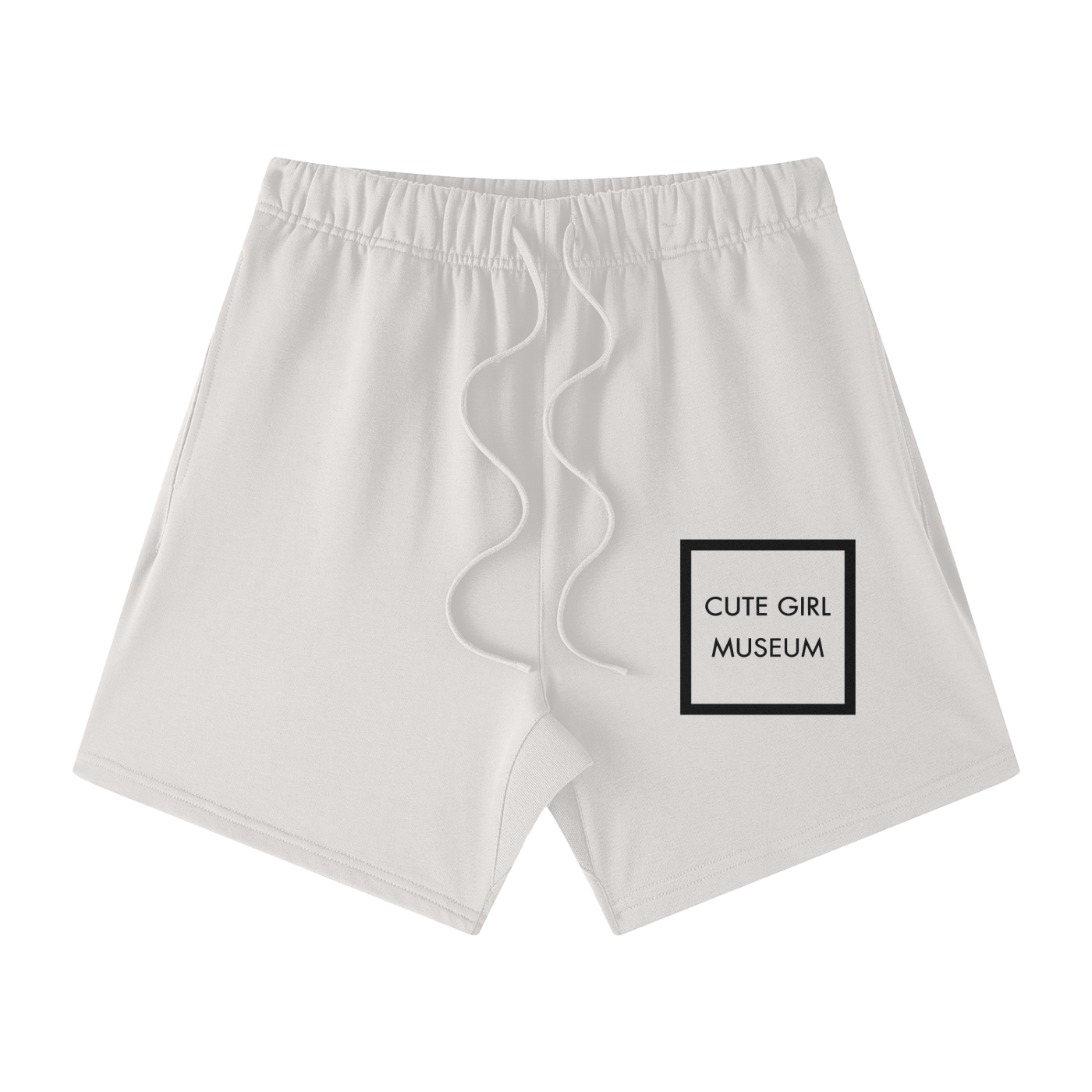 CGM Cute Girl Box Logo Earth Tone Cotton Shorts White