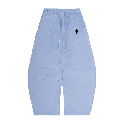 Vertical Stripe Drawstring Barrel Pants