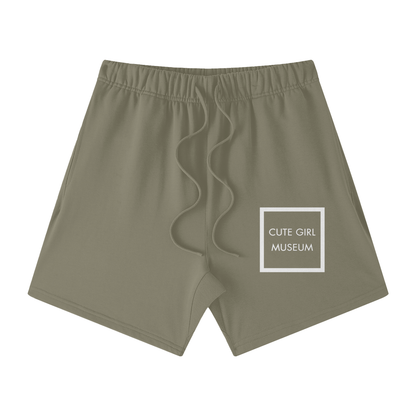 CGM Cute Girl Box Logo Earth Tone Cotton Shorts