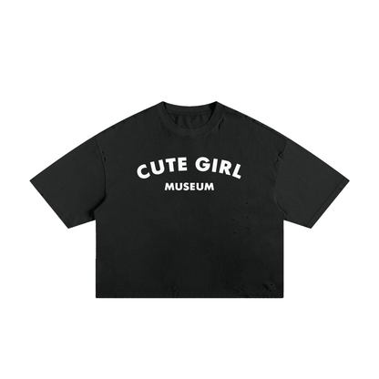 CGM Cute Girl Arch Frayed Boxy Tee