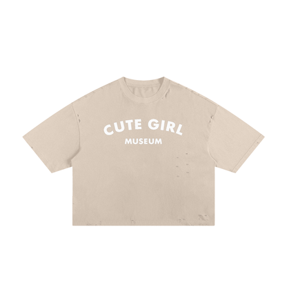 CGM Cute Girl Arch Frayed Boxy Tee