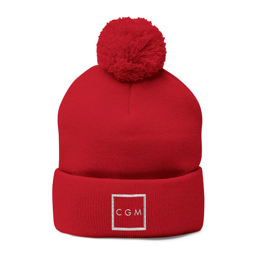 CGM Embroidered Pom-Pom Knit Cap