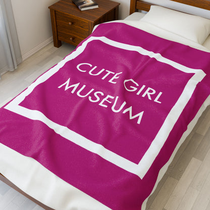 CGM Cute Girl Box Logo Pink Velveteen Plush Blanket