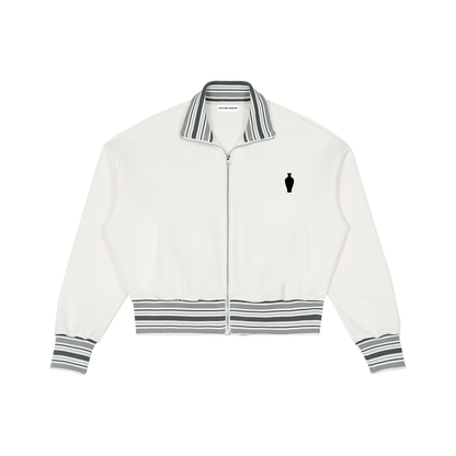 Striped Rib Collar Zip Jacket