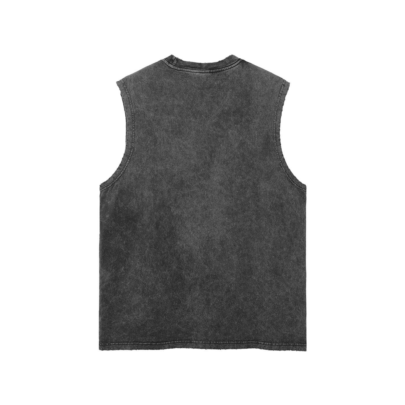 CGM Varsity Letter Snow Washed Frayed Hem Tank Top White