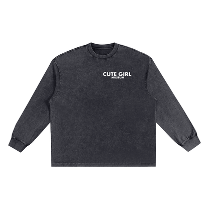 CGM Left Chest Logo Snow Washed Oversize Long Sleeve Tee