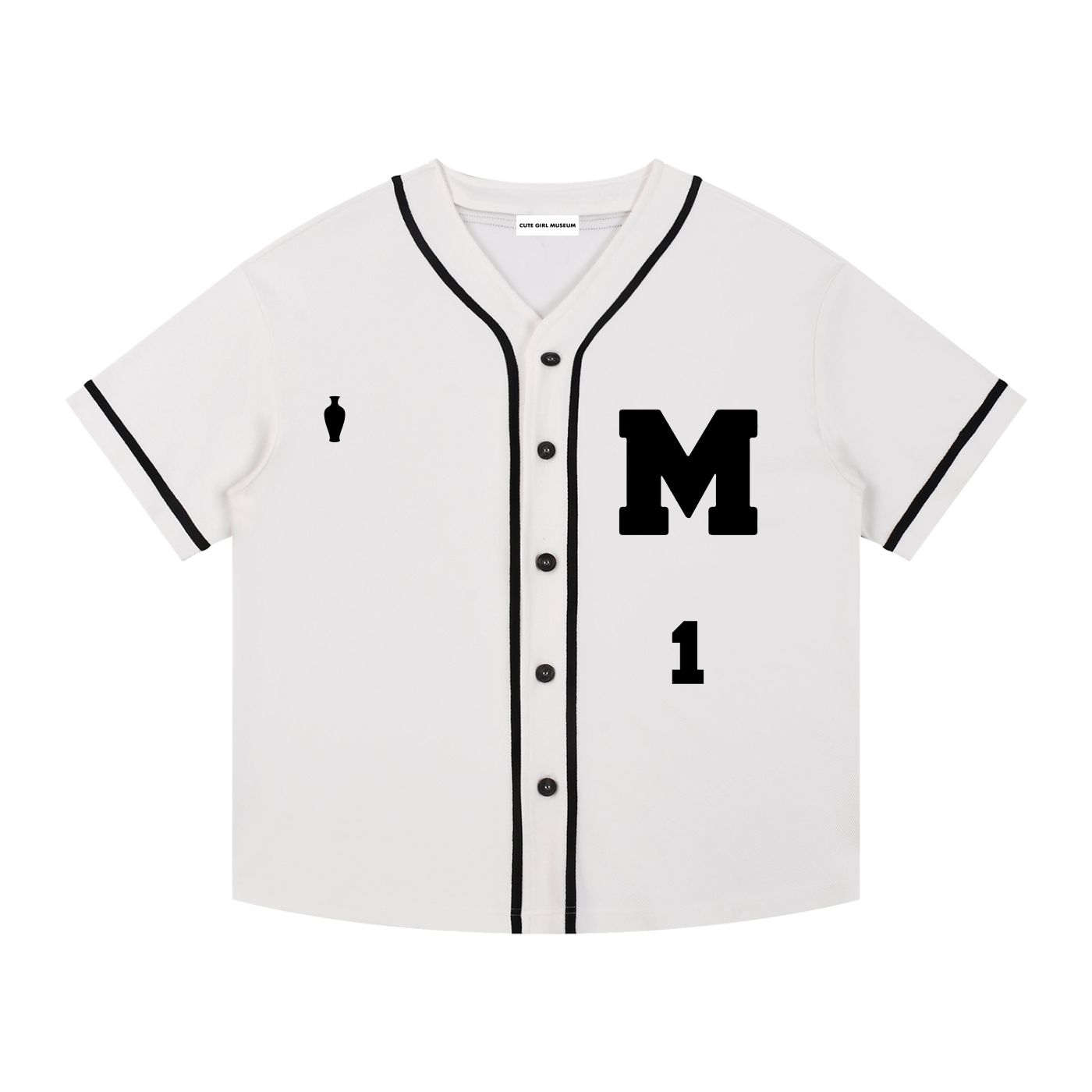 CGM Piped White Baseball Jersey