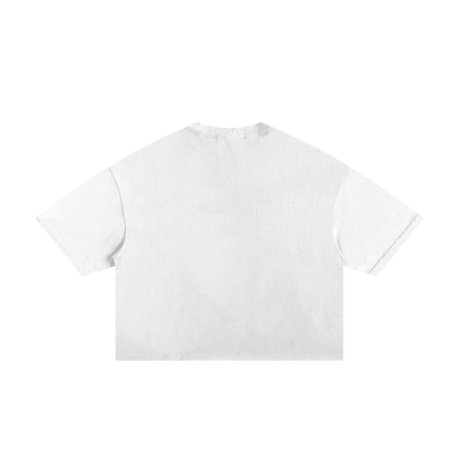 CGM Cute Girl Arch Frayed Boxy Tee White