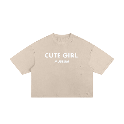 CGM Cute Girl Logo Frayed Boxy Tee