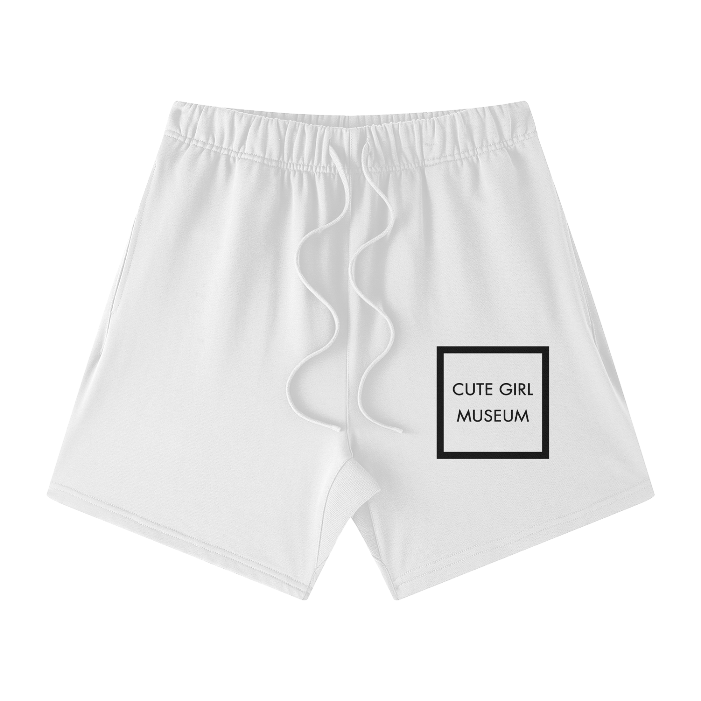 CGM Cute Girl Box Logo Earth Tone Cotton Shorts White