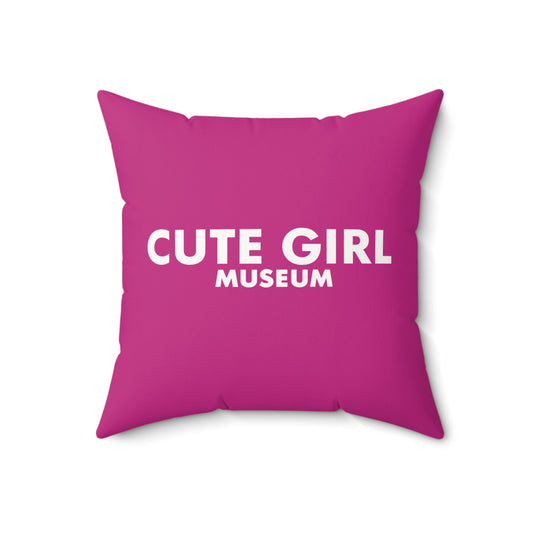 CGM Cute Girl Museum Logo Pink Throw Pillow