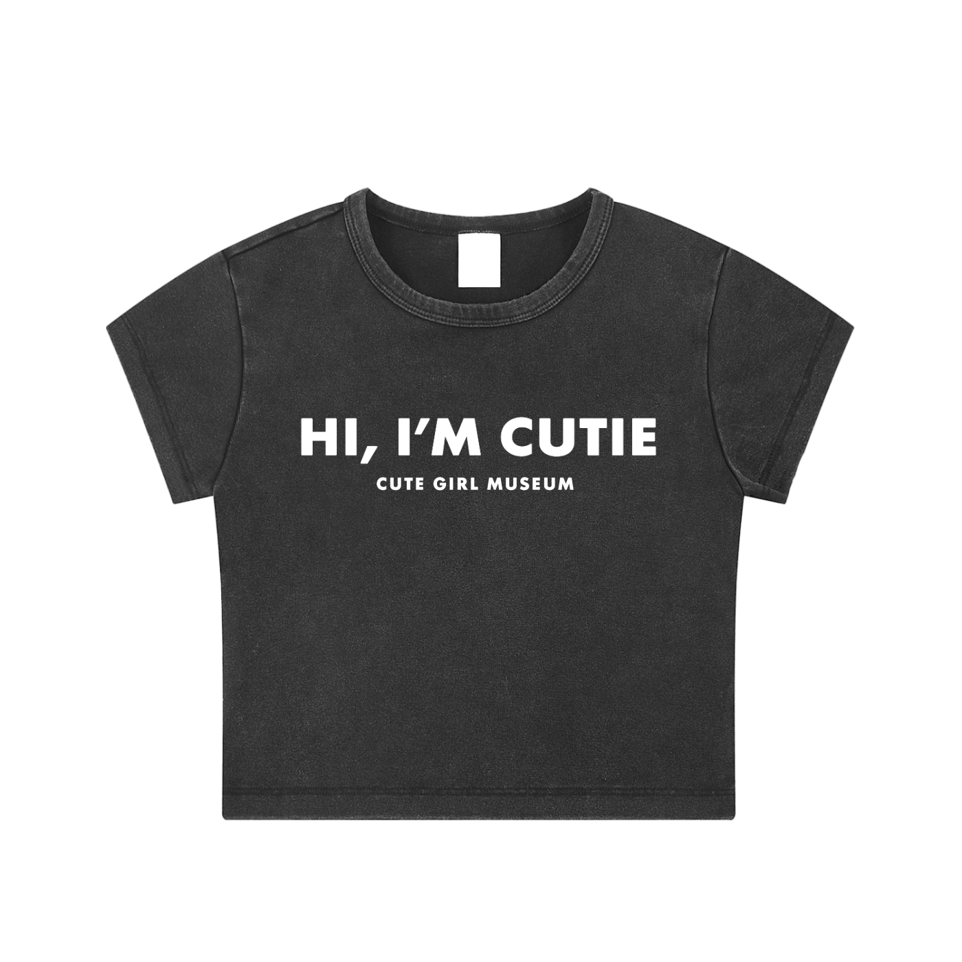 CGM Hi Cutie Snow Washed Crop Tee Blk