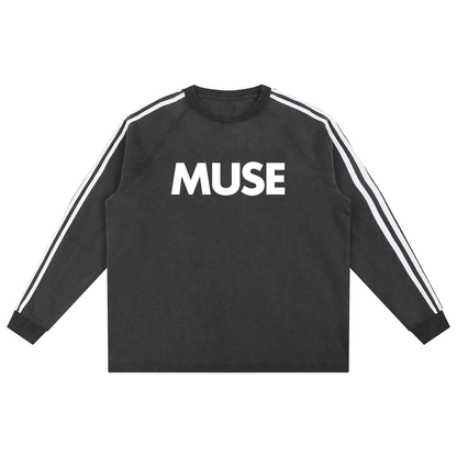 Snow Washed Contrast Tape Sweatshirt