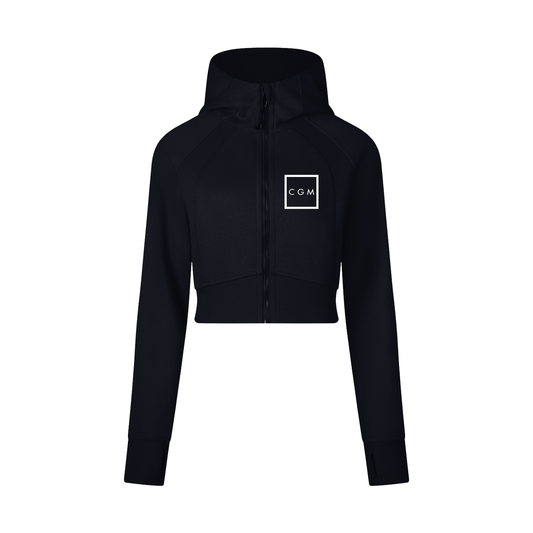 CGM Box Logo Cropped Zip-Through Hoodie