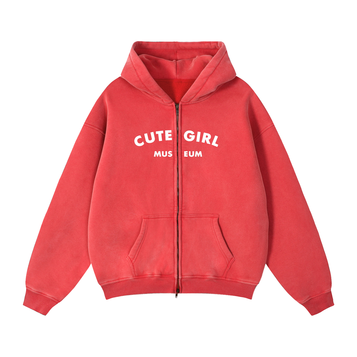 CGM Snow Wash Zip-Through Boxy Fleece Hoodie (2/3)