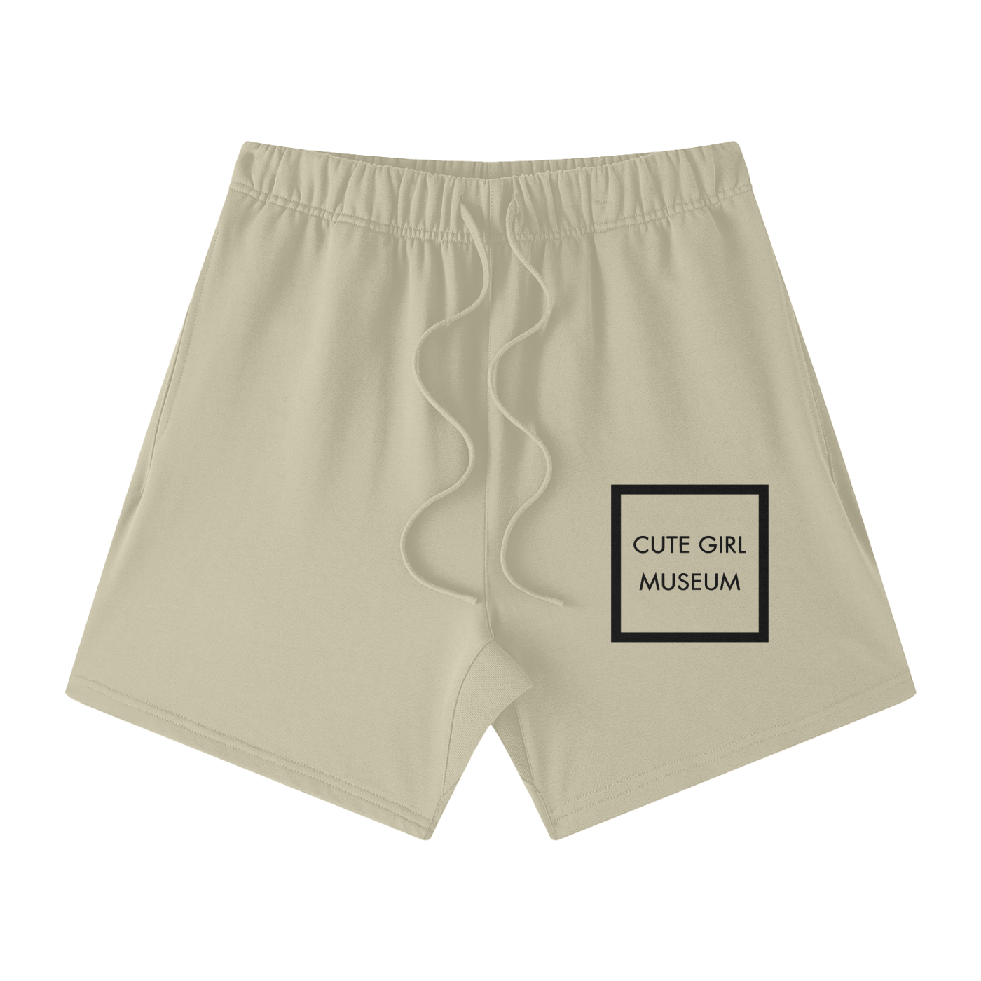 CGM Cute Girl Box Logo Earth Tone Cotton Shorts White