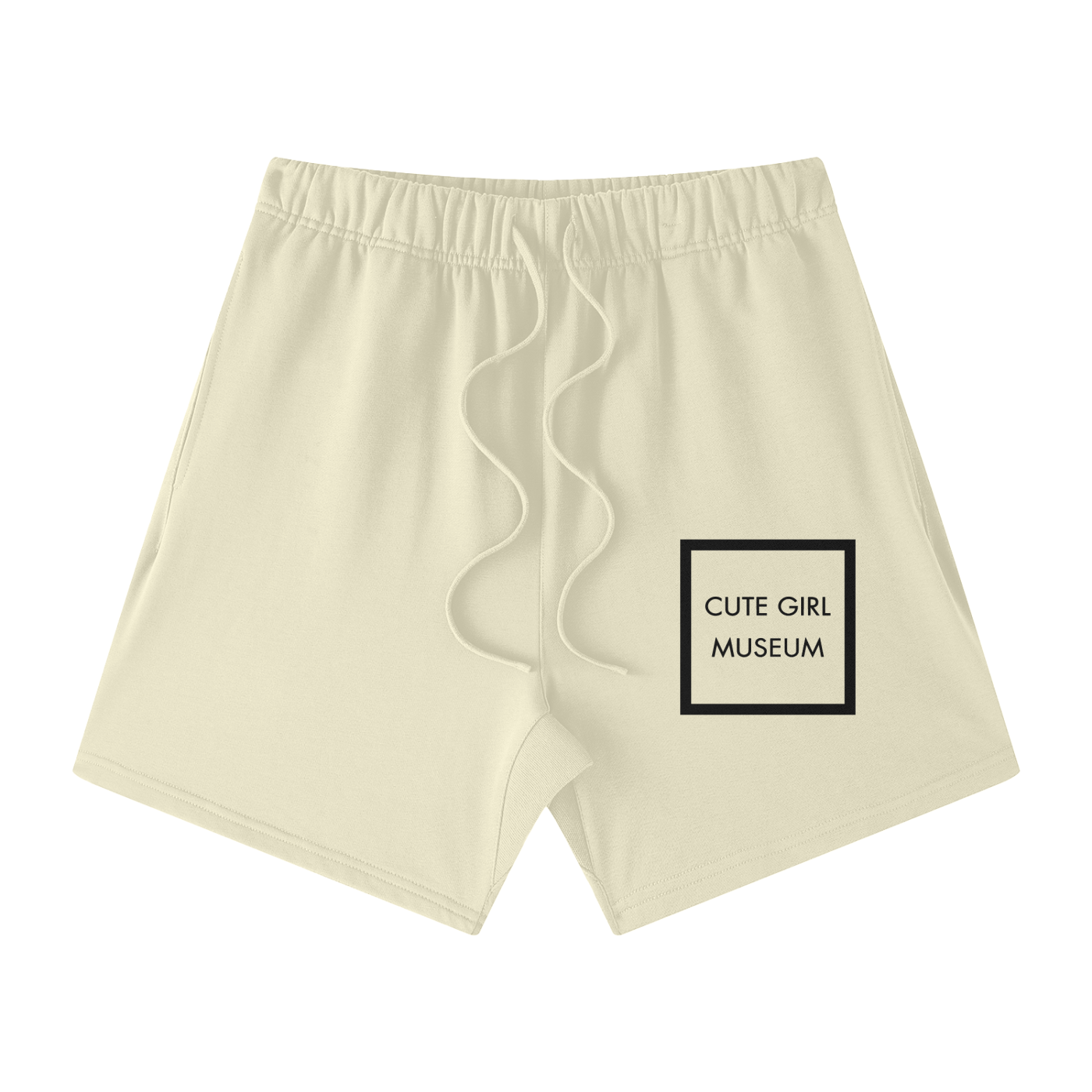 CGM Cute Girl Box Logo Earth Tone Cotton Shorts White