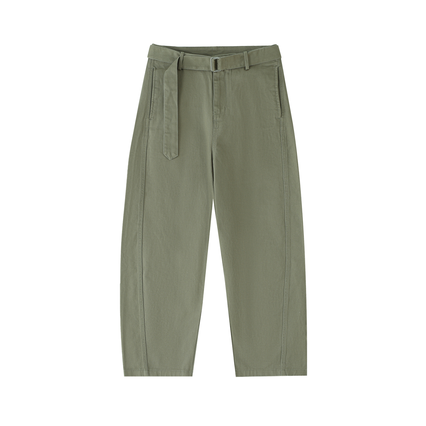 CGM Belted Barrel-leg Chino Pants