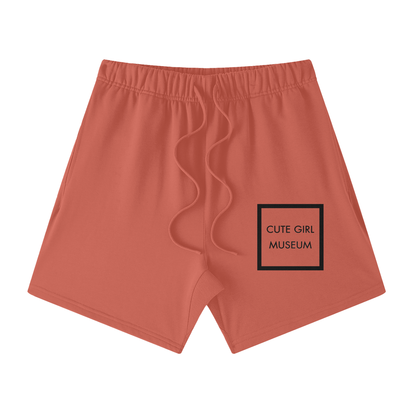 CGM Cute Girl Box Logo Earth Tone Cotton Shorts White