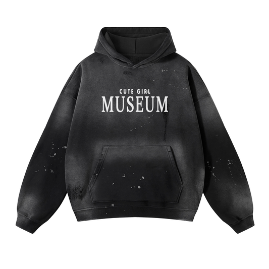 CGM Under Construction Museum Logo Vintage Wash Frayed Fleece Hoodie