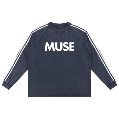 Snow Washed Contrast Tape Sweatshirt