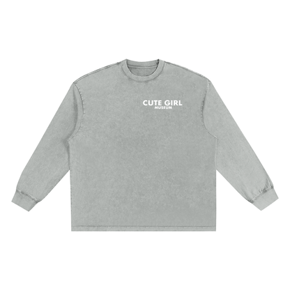 CGM Left Chest Logo Snow Washed Oversize Long Sleeve Tee