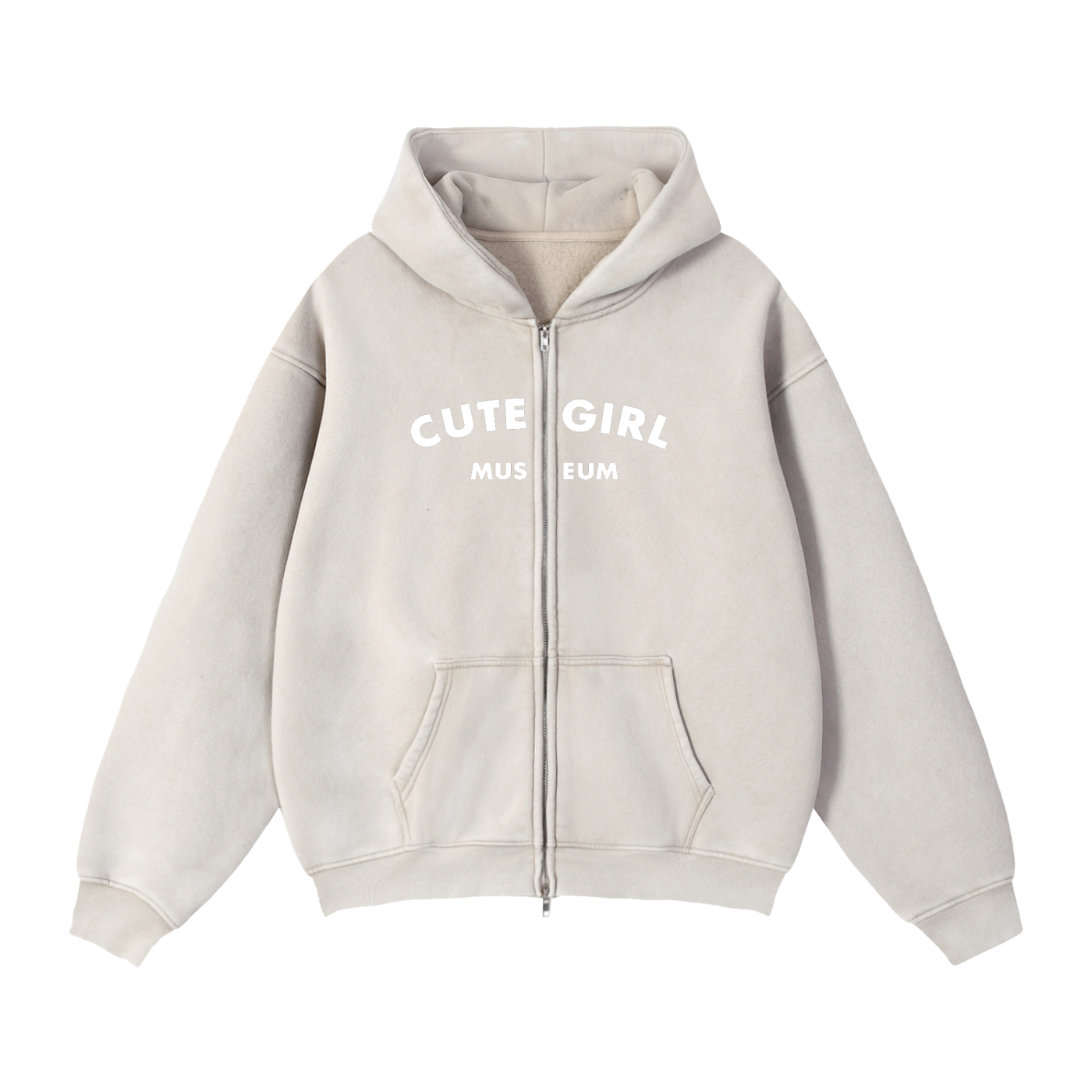 CGM Snow Wash Zip-Through Boxy Fleece Hoodie (2/3)