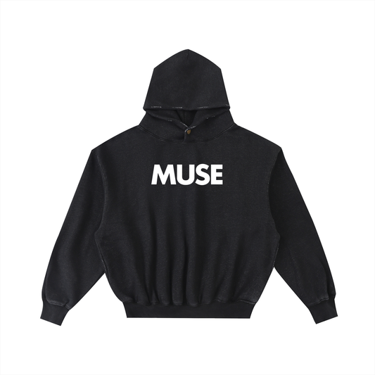 Frayed Enzyme Washed Fleece Hoodie