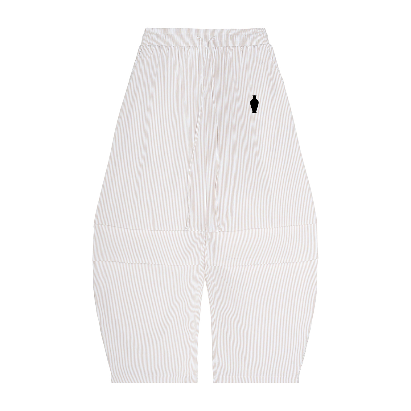 Vertical Stripe Drawstring Barrel Pants