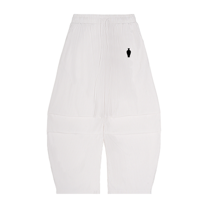 Vertical Stripe Drawstring Barrel Pants