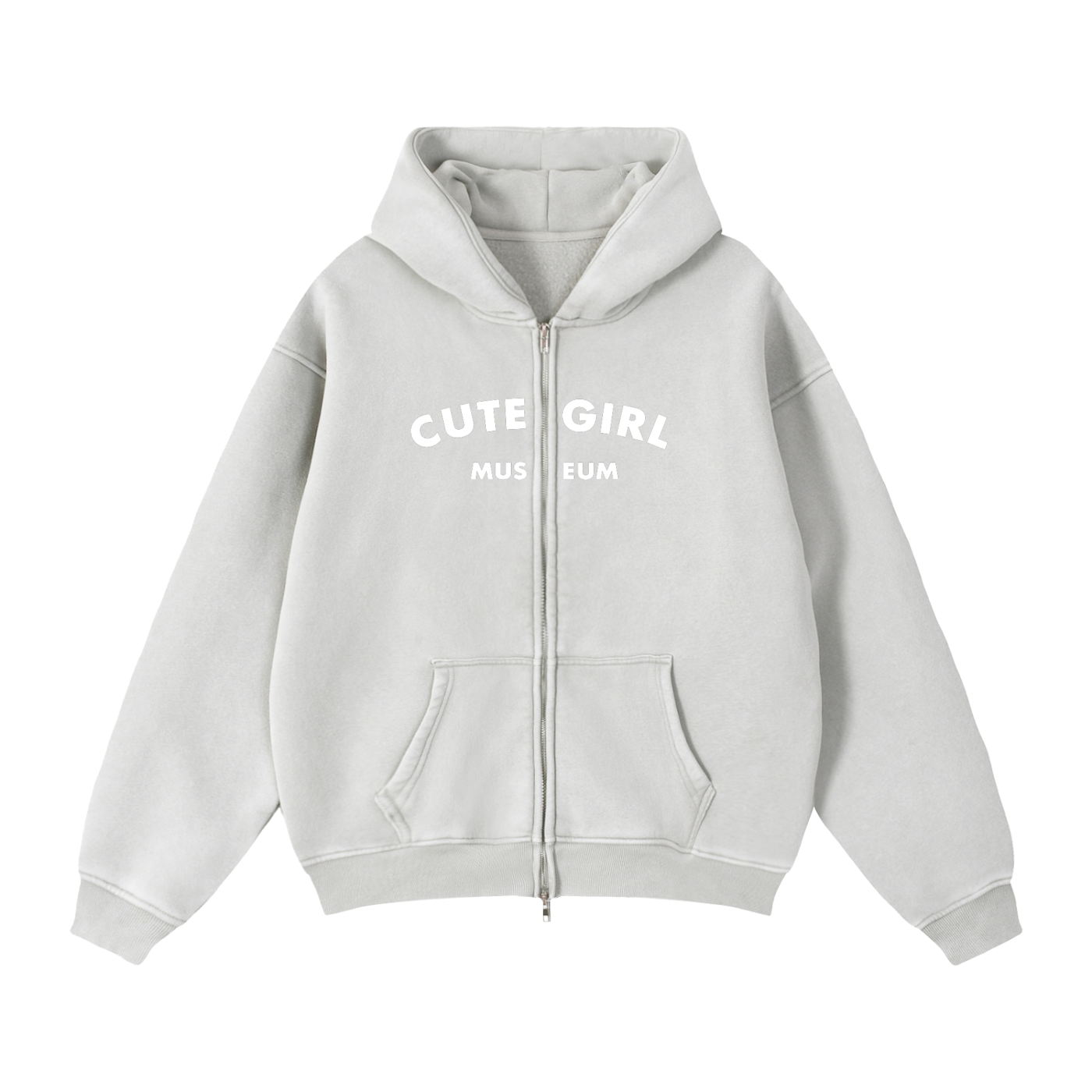 CGM Snow Wash Zip-Through Boxy Fleece Hoodie (2/3)